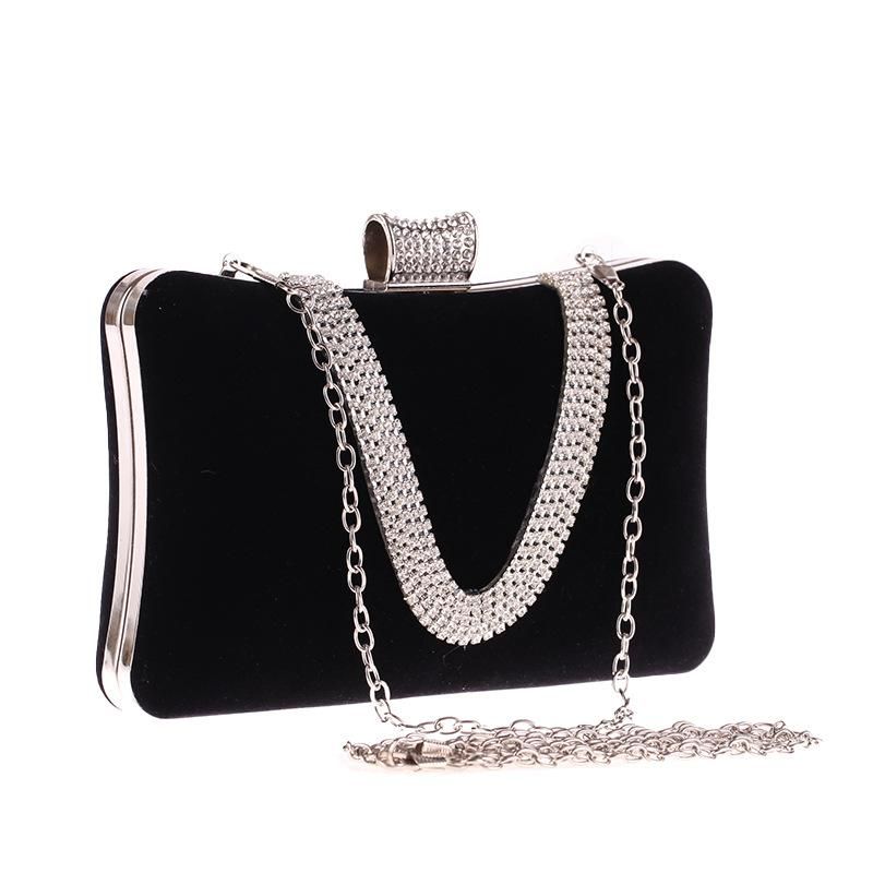 Fashionable Women's Bags With Diamond Fingers Evening Banquet Bags U-flannel Bags
