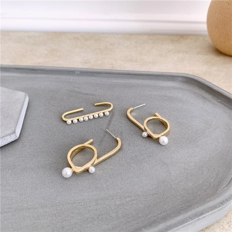 925 Silver Needle Ear Hanging Fashion Temperament Paper Clip Without Pierced Pearl
