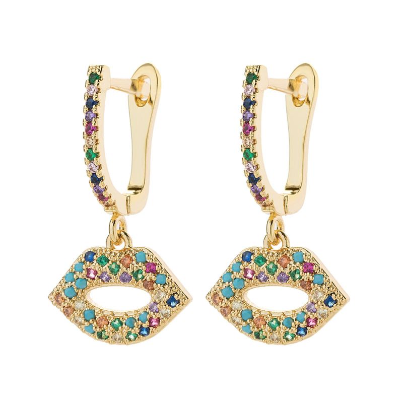 Colored Zircon Earrings Female Alloy Diamond Earrings