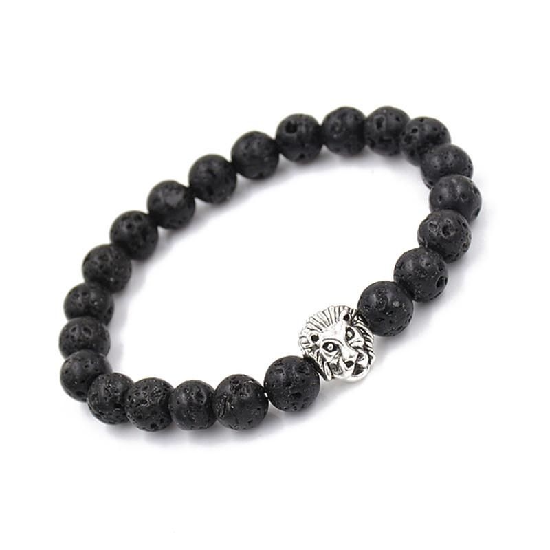 Neues Produkt   Hot Sale Achat Perlen Armband Lava Vulkan Stein Löwenkopf Buddha Perlen Armband