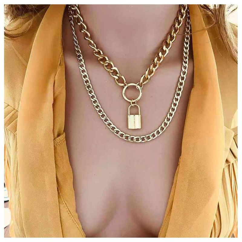 Simple Chain Necklace Female Summer Beach Lock Multi-layer Alloy Necklace Creative