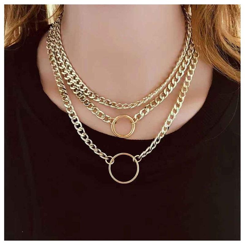 Necklace Female Exaggerated Geometric Circle Personality Simple Multi-layer
