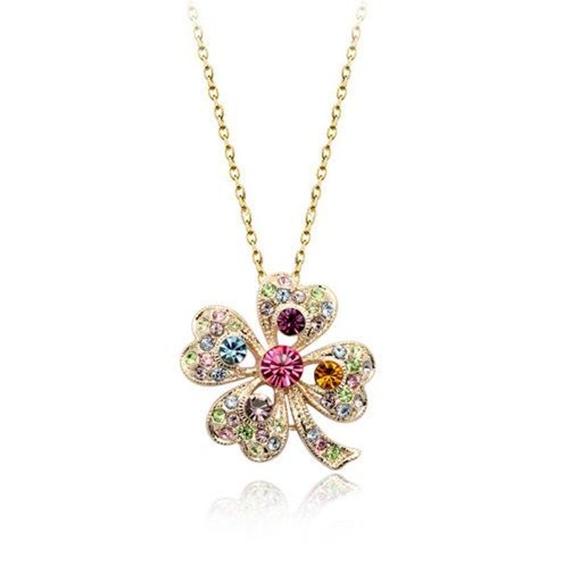 Fresh And Lovely Flower Crystal Necklace Sweet Girl Raw Accessories