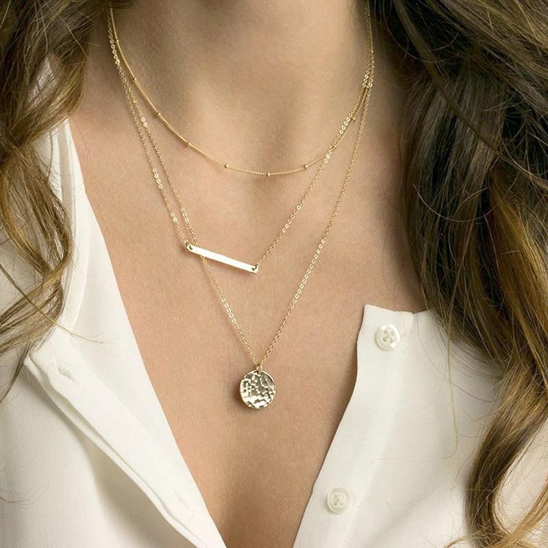 Fashion Geometric Stainless Steel Plating No Inlay 14K Gold Plated Women'S Necklace
