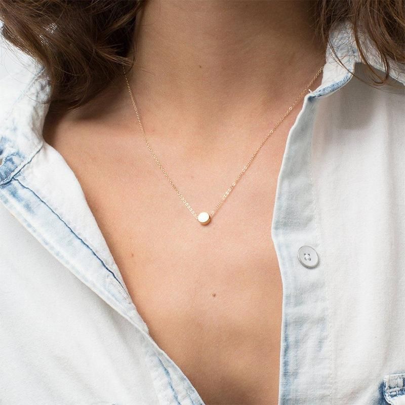 Fashion 316l Item Simple Round Pendant Female Stainless Steel Necklace