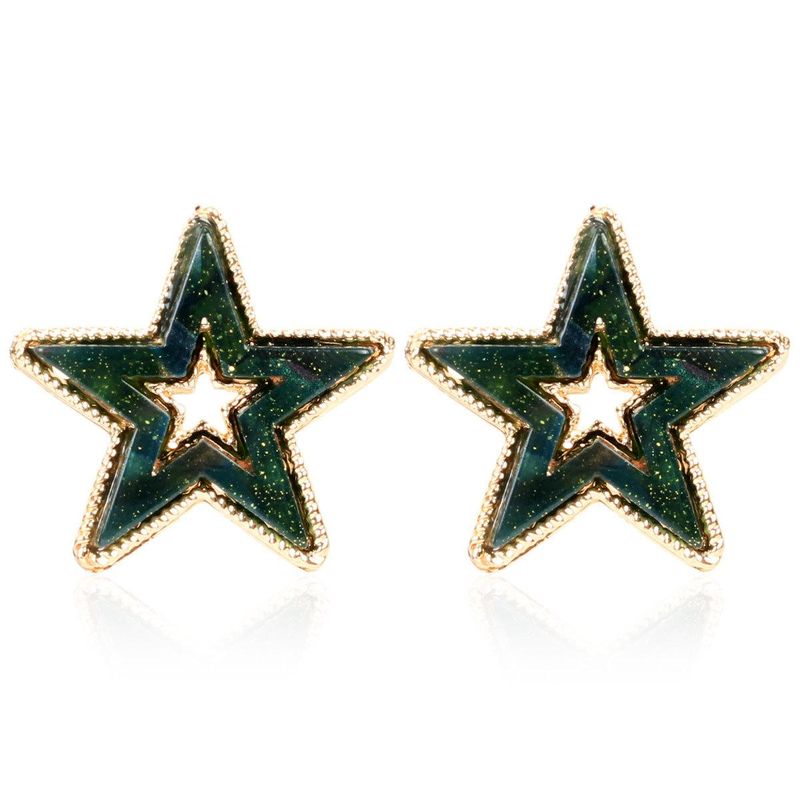 Aretes Para Mujer Simples De Joyería De Oreja Retro Pentagrama Estrella Acetato Placa Moda Simple