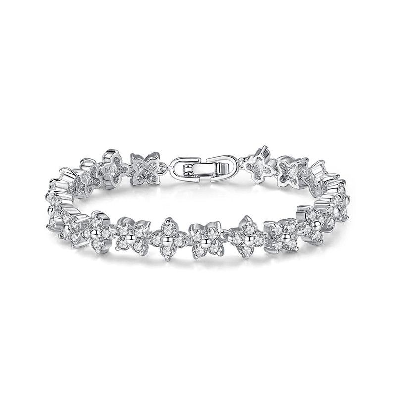 Jinse Xueying Fleur Aaa Zircon Bracelet Aaa Transparent Zircon Cristal Diamant Bracelet Usine En Gros