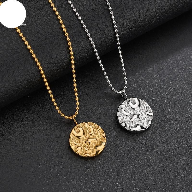 Simple And Irregular Concave Surface Ring Tag Female Necklace Stainless Steel Chain