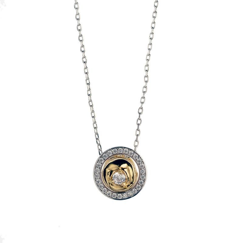 Fashion Geometry Pendant Simple Round Necklace Plated Gold Zircon Necklace