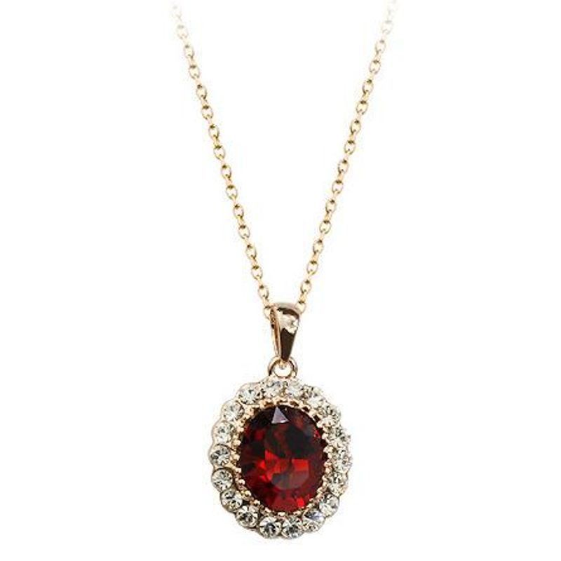 Vintage Fashion Accessories With Diamonds Oval Crystal Pendant Necklace Beautiful Jewelry