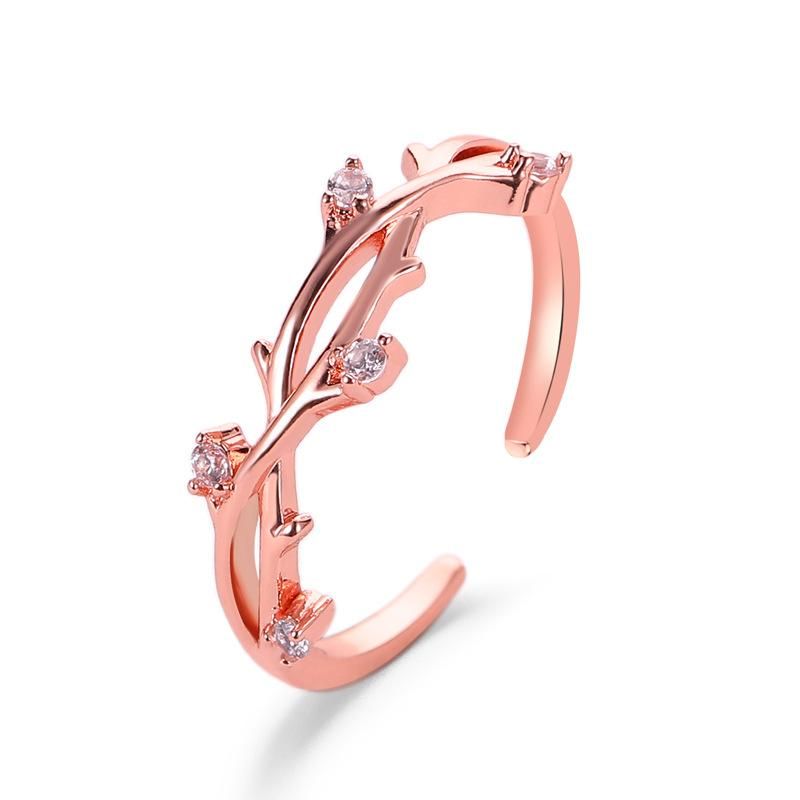 Koreanische Version Des Kleinen Frischen Rings Art Fan Diamant Ast Öffnungs Einzel Ring Kreativer Kreuz Rattan Verstellbarer Ring
