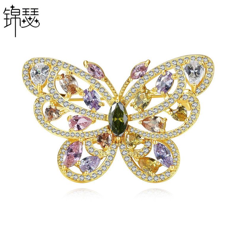 Jinse Butterfly Dream Brosche Koreanische Version Der Neuen Mode Schmetterling Kupfer Zirkonium Eingelegte Damen Brosche Brosche Accessoires Geschenk