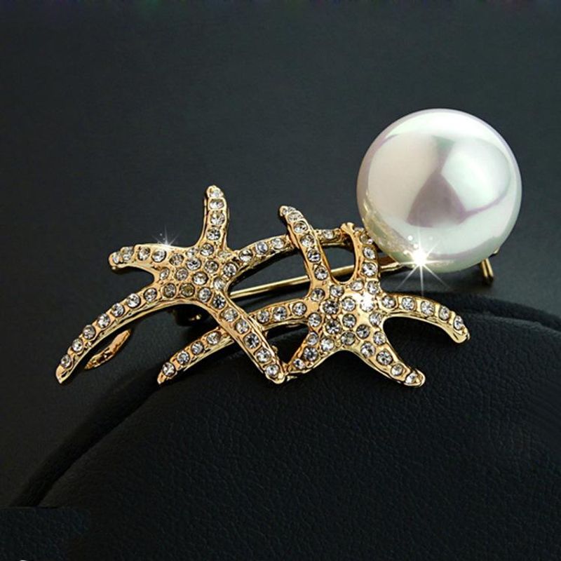 Nuevo Ocean World Full Diamond Starfish Broche Elegante Chica Accesorios Taobao Ropa Caliente