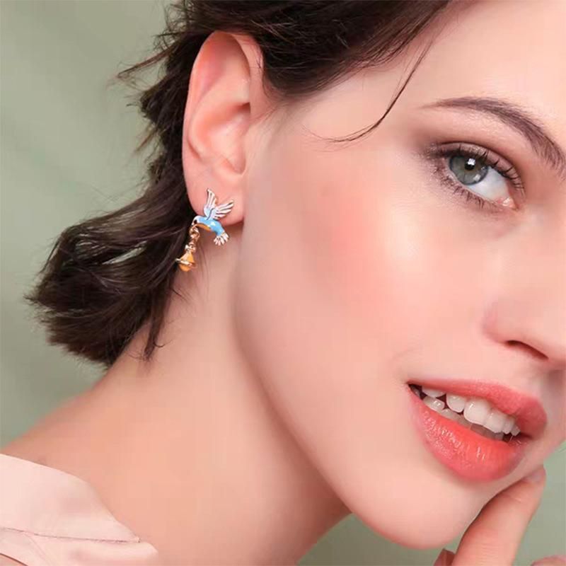 Alloy Diamond Drop Oil Bird Earrings New Jewelry Fashion Ear Accessories