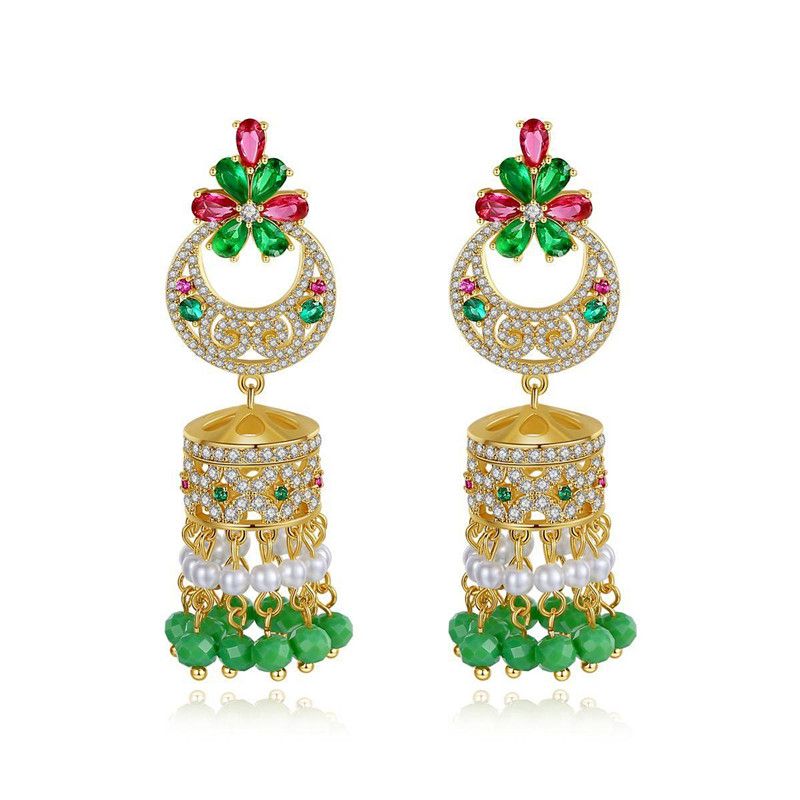 Stud Earrings Color Bells Pearl Women's National Wind Stud Earrings Gifts