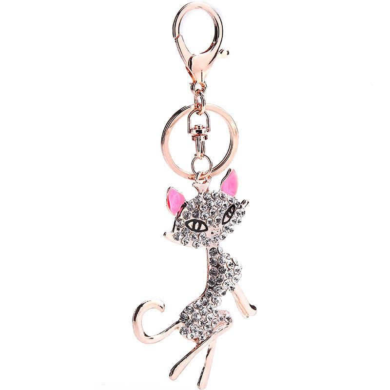 New Diamond-studded Fox Keychain Women's Key Pendant Metal Car Key Ring Creative Gift