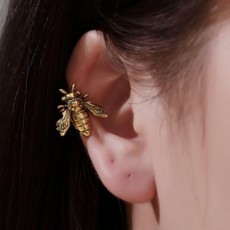 Retro Ear Clip Metal Bee Earrings Female Fashion U Type Single Only Insect Ear Bone Clip