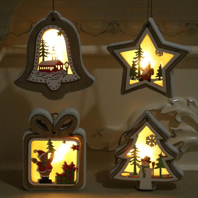 New Christmas Decorations Christmas Lights With Lights Wooden Pendants Christmas Tree Pendant Christmas Gifts
