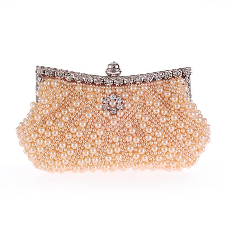 New Diagonal Pearl Belt Diamond Fashion Dinner Bag Handbag Beaded Embroidered Handbag