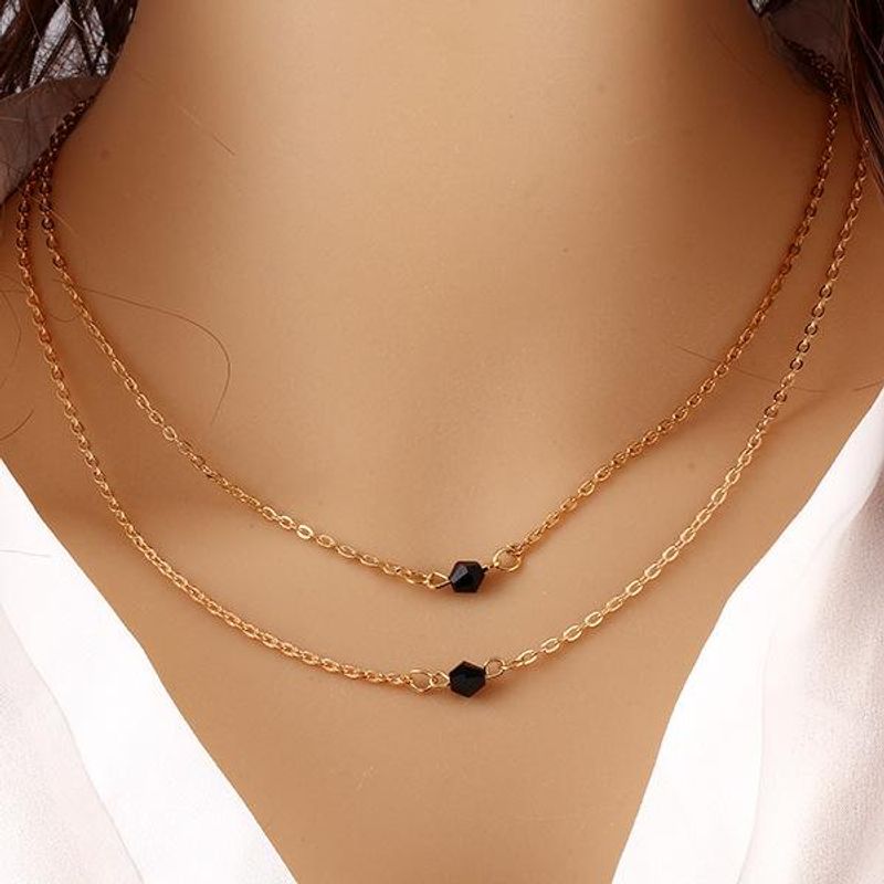 Clavicle Chain Double-layer Short Clavicle Chain Bucket Beads Clavicle Chain Necklace