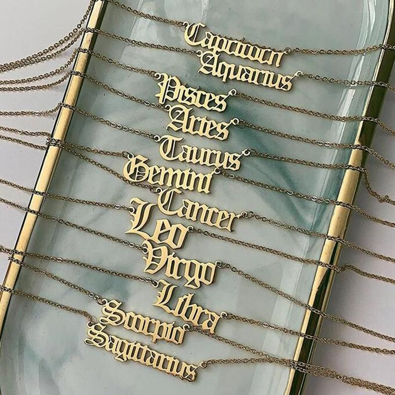 Fashion Creative Twelve Constellation Necklace Vintage English Alphabet Item Decoration Wholesales Fashion