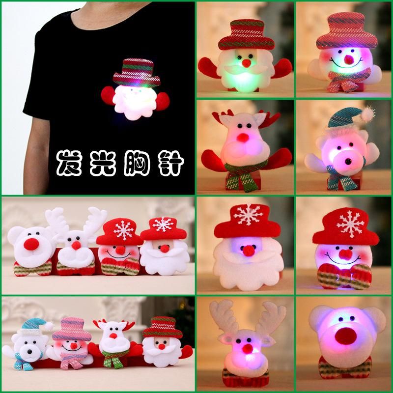 Christmas Decoration Supplies Glowing Brooch Christmas Gifts Wholesale