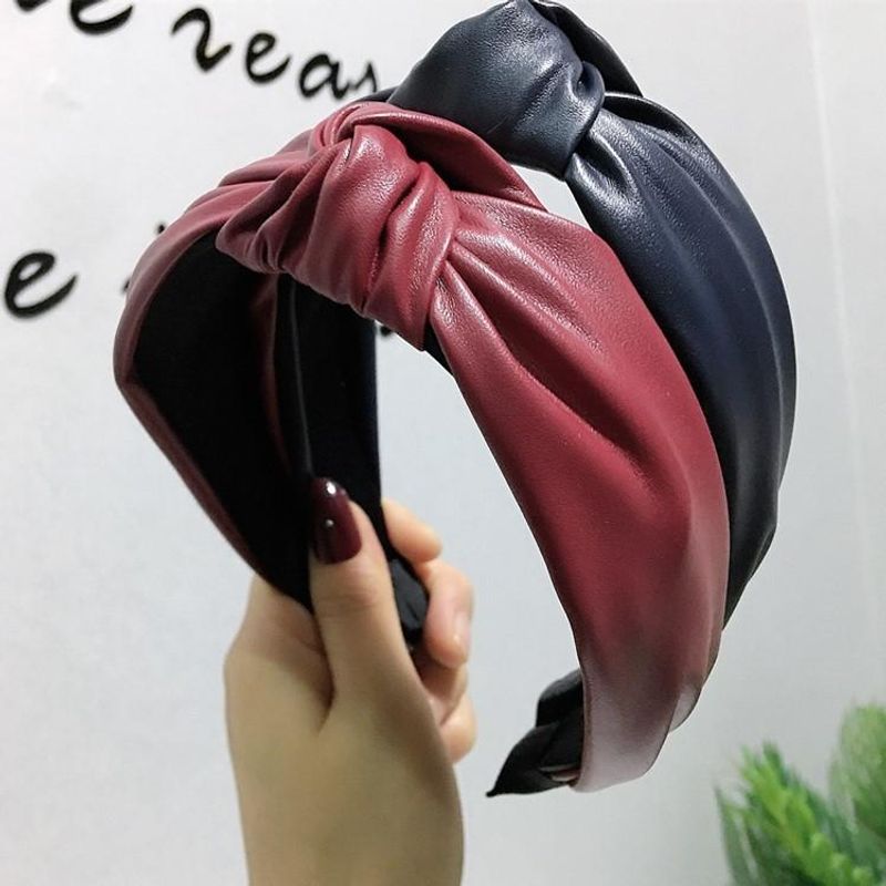 New Pu High-end Headband Korean Style Knotted Wide Edge Fashion Hair Accessories Hairpin