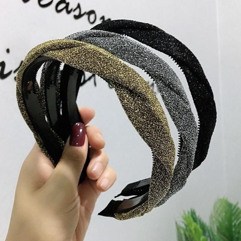 Korean Version Of Simple Flash Cloth Braid Headband Korean Fashion Light Board Hair Accessories Hairpin Hairpin