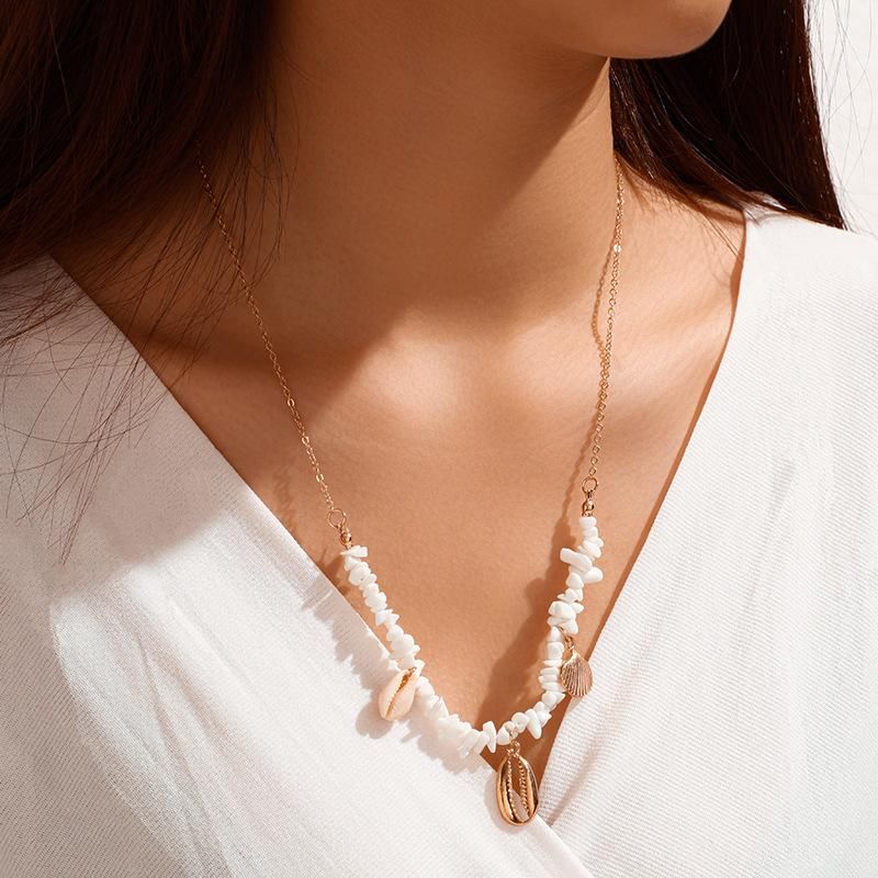 Shell Neck Chain Necklace Single Layer New Simple Alloy Scallop Necklace Women
