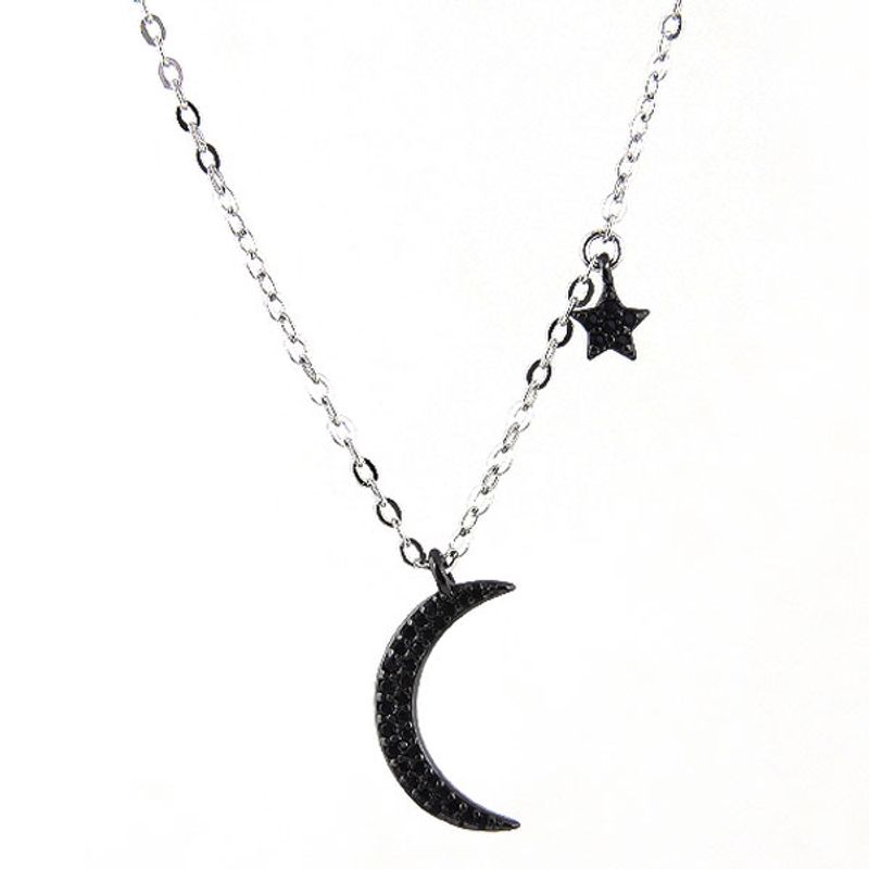Korean Fashion Ladies Necklace Wholesale Exquisite Fashion Copper-plated Real Gold Star Moon Female Necklace