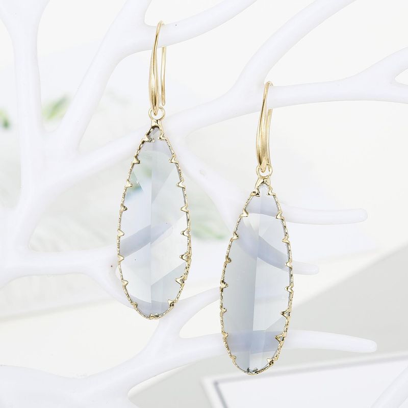 Simple Geometric Long Water Drop Crystal Earrings Three-dimensional Cut Bread Edge Glass Earrings