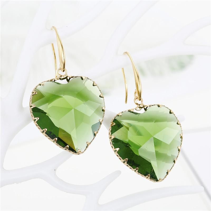 Love Crystal Earrings Temperament Multi-faceted Heart-shaped Beaded Glass Earrings