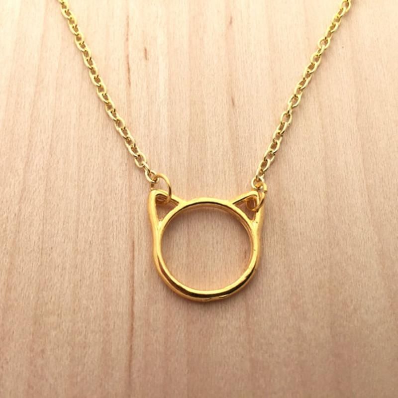 Best Selling Simple Hollow Cat Pendant Necklace Plating Gold Silver Copper Chain Kitten Necklace Clavicle Chain Wholesale