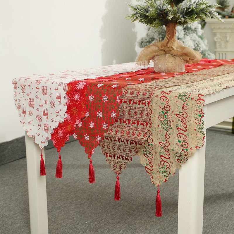 Christmas New Christmas Decoration Supplies Linen Printed Table Flag Table Decoration Decoration Tablecloth Placemat