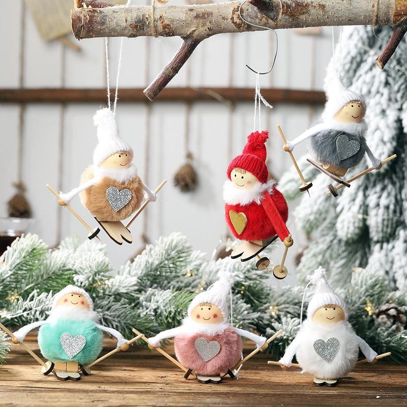 Haube Weihnachts Dekoration Neuer Plüsch Puppen Anhänger Ski Schneemann Kleiner Hängender Weihnachts Baum Anhänger