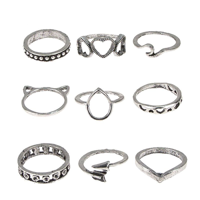 European And American Fashion Metal Wild Simple Multi-piece Combination Personalized Ring