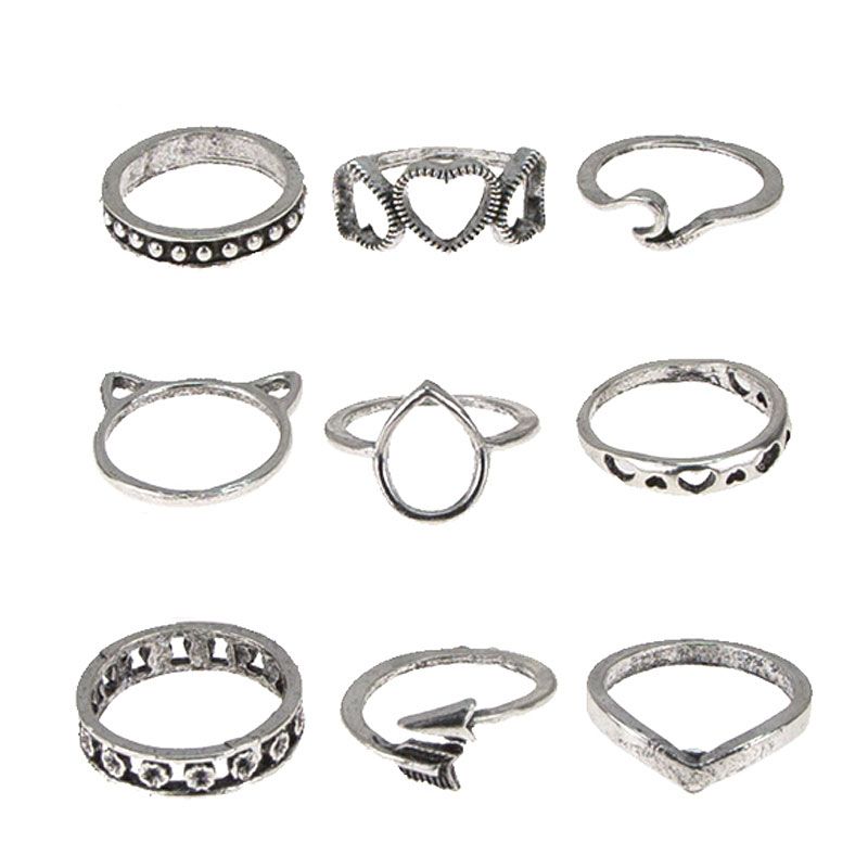 Mode Personnalisé Européen Et Américain Sauvage Simple Combinaison Multi-pièces Bague Personnalisée Nhsc187024