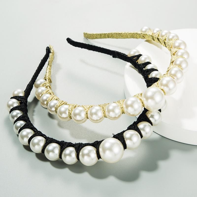 Europe And The United States Set Pearl Hair Hoop Winding Thin Edge Hair Accessories Fashion Head Buckle