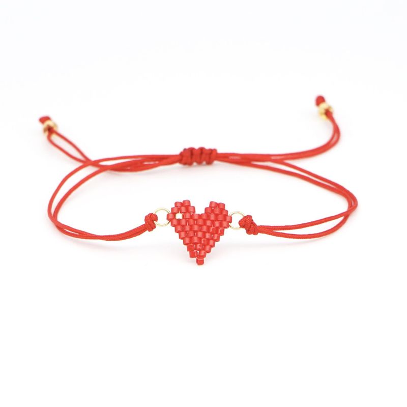 Classic Heart-shaped Jewelry Miyuki Bracelet Rice Beads Hand-woven Red Rope Jewelry Bracelet