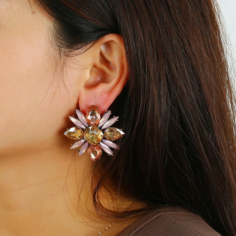 Vintage Rhinestone Earrings Diamond Earrings Female Earrings Geometric Earrings Jewelry