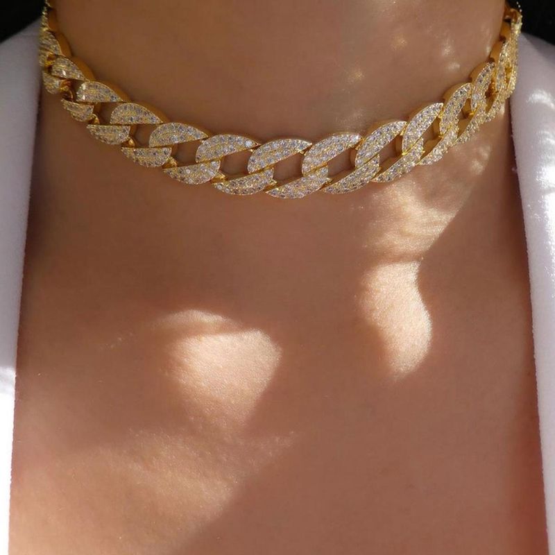 مجوهرات فاسق مايكرو مطعمة المرأة سلسلة كاملة الماس الهيب هوب قلادة