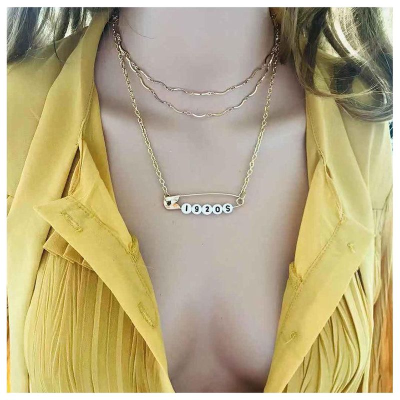 Accessories Pin Digital Pendant Multilayer Clavicle Chain Fashion Popular Necklace Women