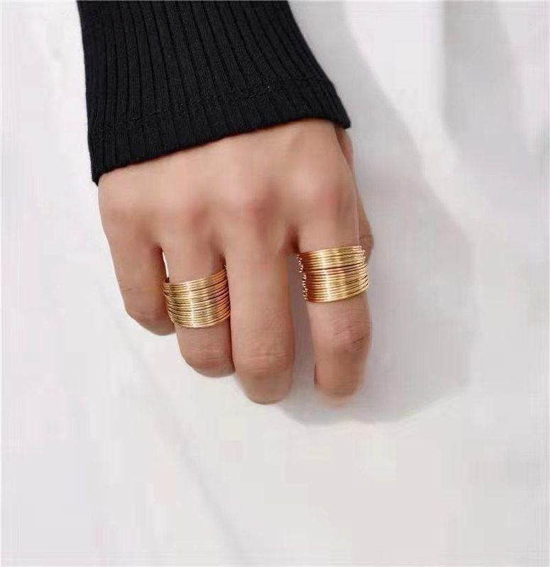 Gold Cable Wire Line Design Multi-ring Ring