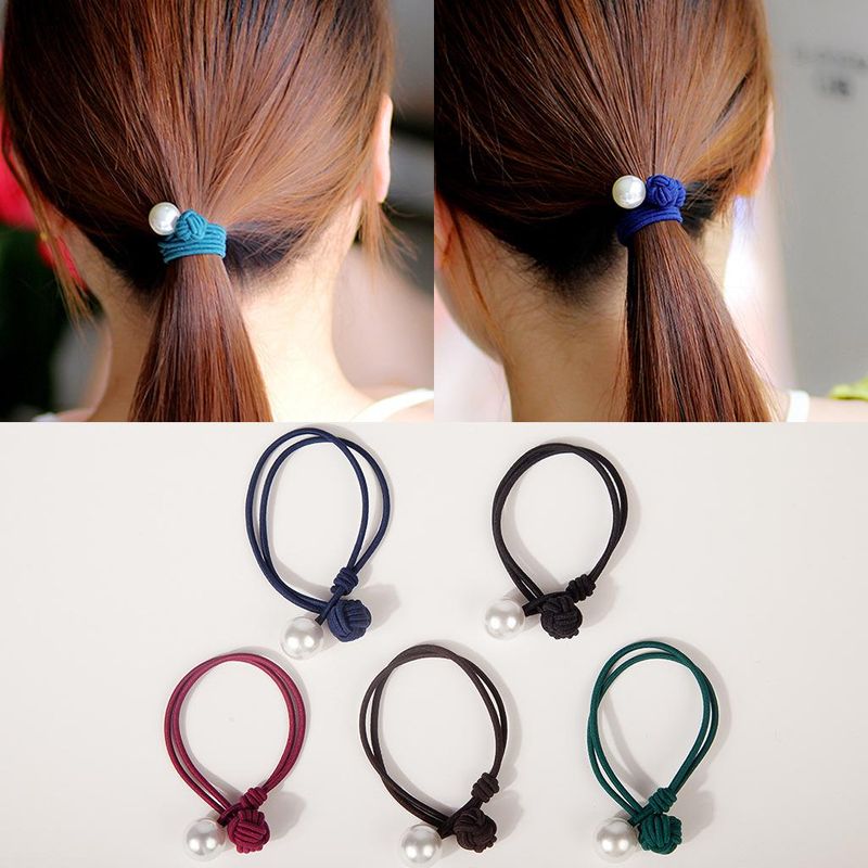 Korean Hair Accessories Headband Big Pearl Double Knotted Rubber Band Hair Accessories Wholesale