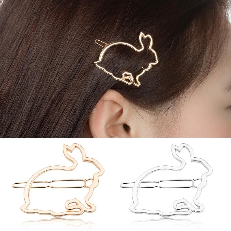 Simple Hollow Metal Cute Bunny Hair Clip Hot Hair Accessories Cartoon Edge Clip