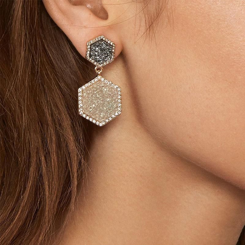 Alloy Geometric Diamond Earrings Simple Geometric Earrings