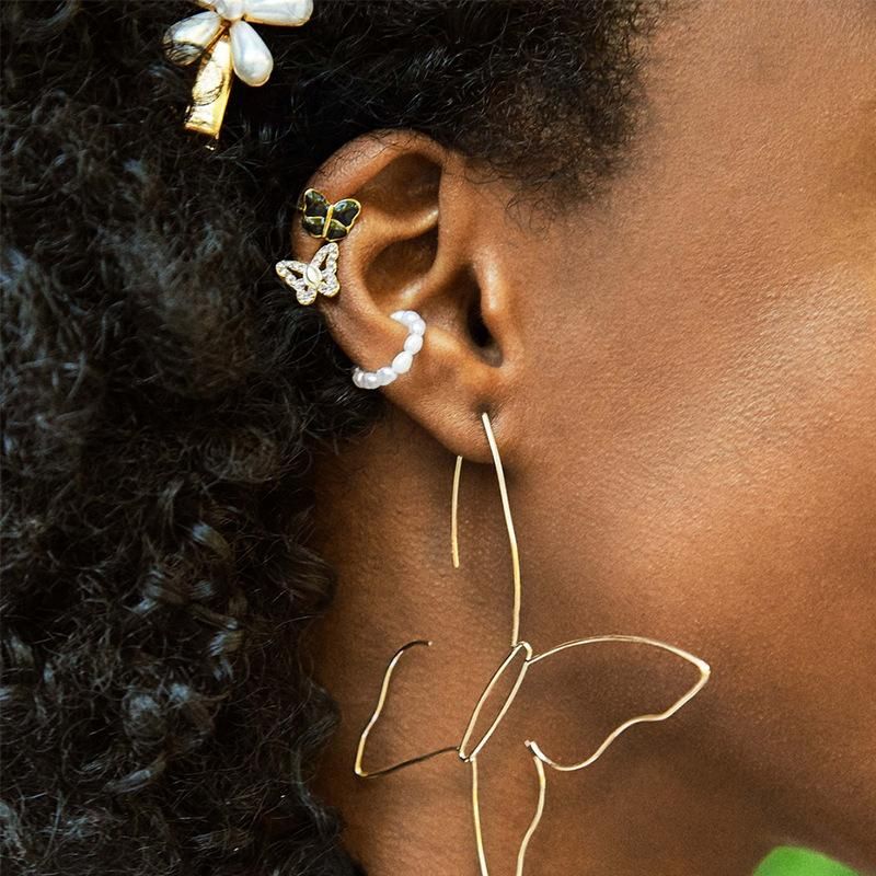 Alloy Studded Butterfly Ear Stud Earrings Simple Wild Jewelry Set Wholesale