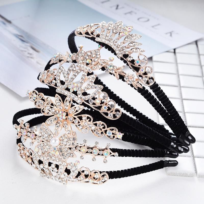Fashion Headwear Shiny Crown Rhinestone Headband Alloy Full Diamond Hair Hoop Wholesale