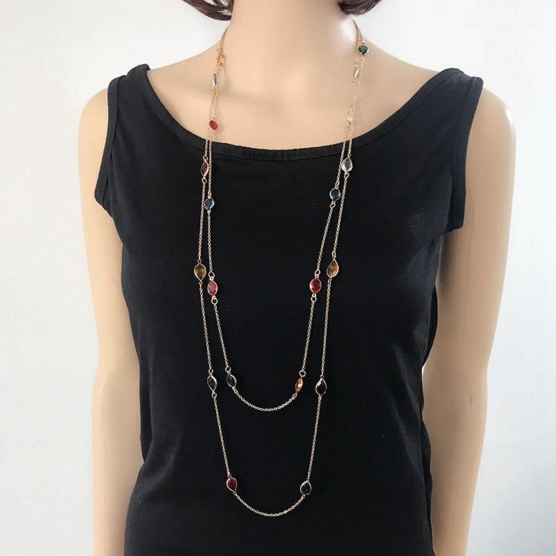 Color Resin Necklace Length Color Resin Beads Suit Necklace Sweater Chain