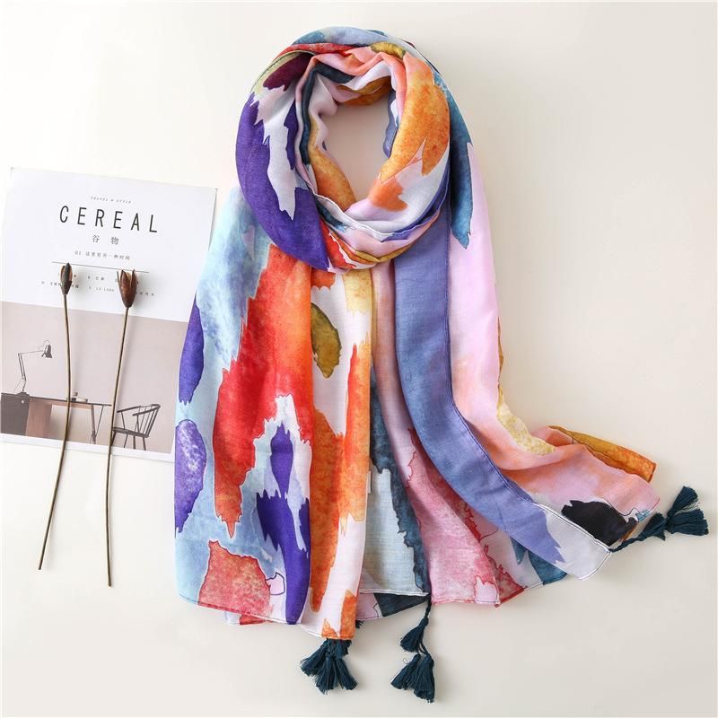 Pink Cotton Scarf Soft Touch Sun Protection Sea Shawl Vacation
